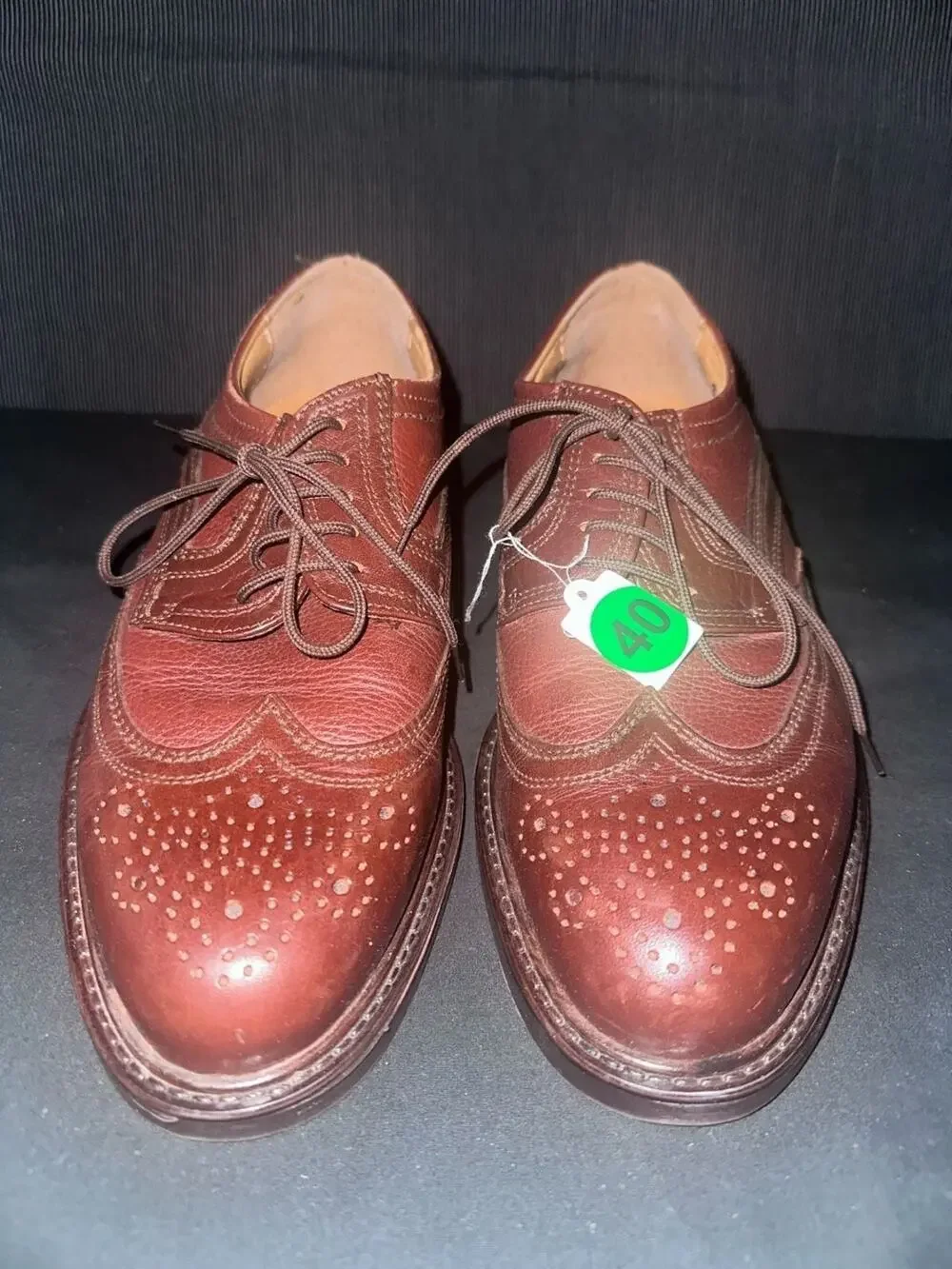No.40 Mario Rossi Men's Brown Leather Wingtip Brogue Dress Shoes